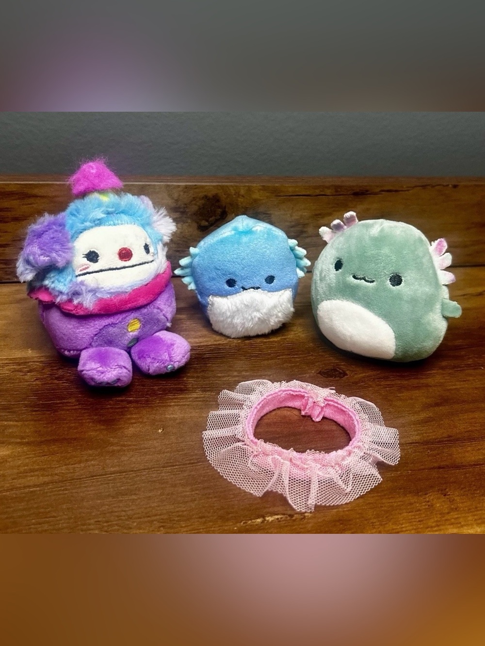 Squishmallows Squishville Mini Plush Lot 3 Clown Narwhal Axolotl w/Skirt 2-3inch